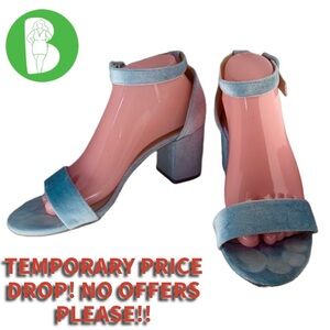 CL BY LAUNDRY ICY BLUE VELOUR ANKLE STRAP BLOCK HEEL SHOES (9)